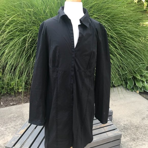 YUKA Long-Sleeved Shirt Dress-Length Tunic - Black - Size Medium - Picture 2 of 5